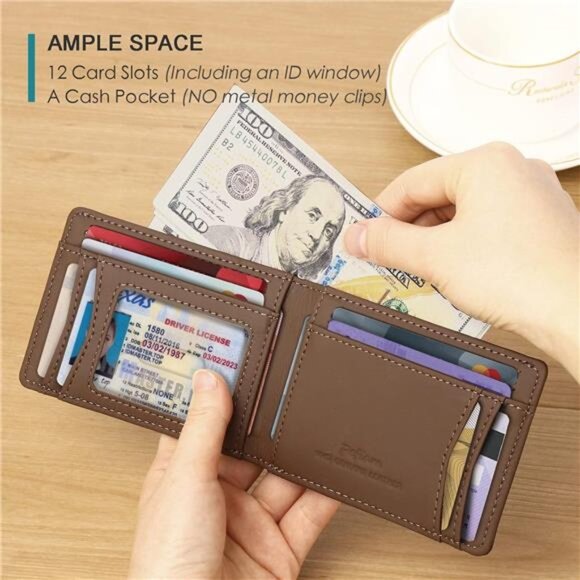 Full Grain Leather Wallets for Men,Bifold Wallets for Men,Mens Leather Wallets - Picture 2 of 6